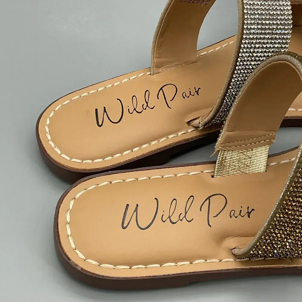 NEW Wild Pair Women’s Rhinestone Ginnie Slide Sandals Silver/Bronze Size 7.5M